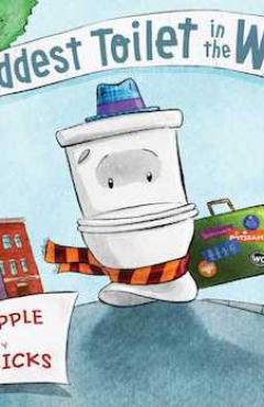 Cartoon of a toilet with a face and a neck scarf