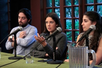A photograph of a panel discussion at Kelly Writers House