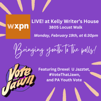 Event flyer for Live at the Writers House: VoteThatJawn